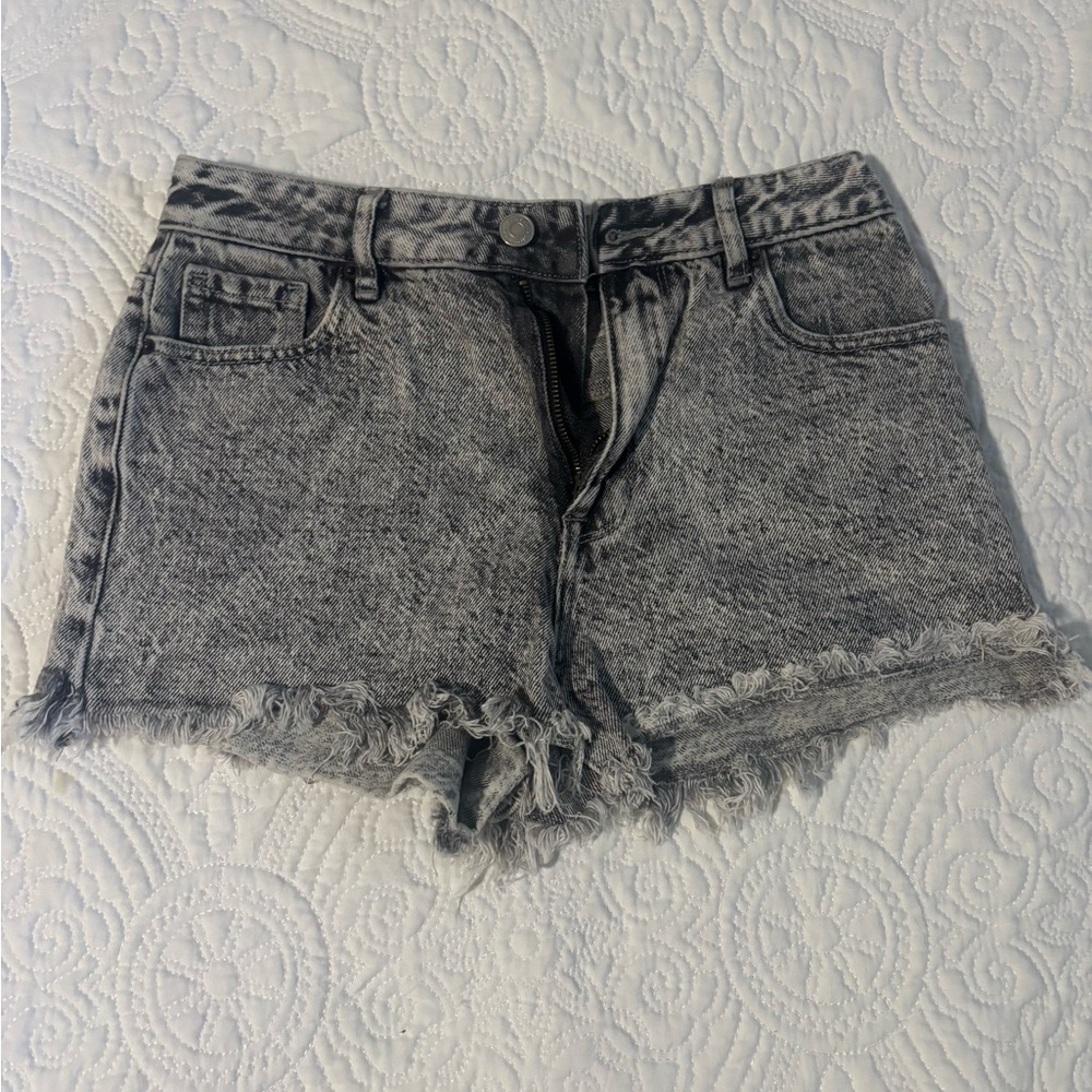 PacSun Gray Jean Shorts with Frayed Hem